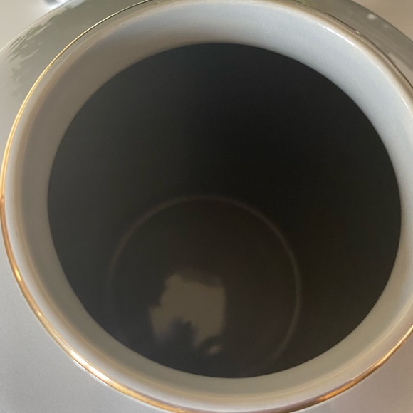 OTAGIRI ROYAL IRIS 6x6” VASE. BLUE IRIS & GOLD LEAVES JAPAN beautiful vintage - Picture 5 of 7